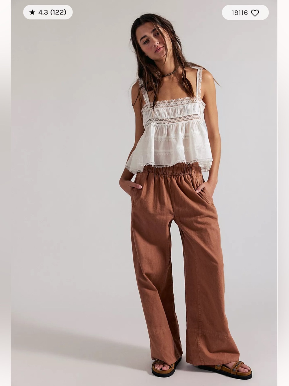 Free People linen pull on pants in canyon sunset